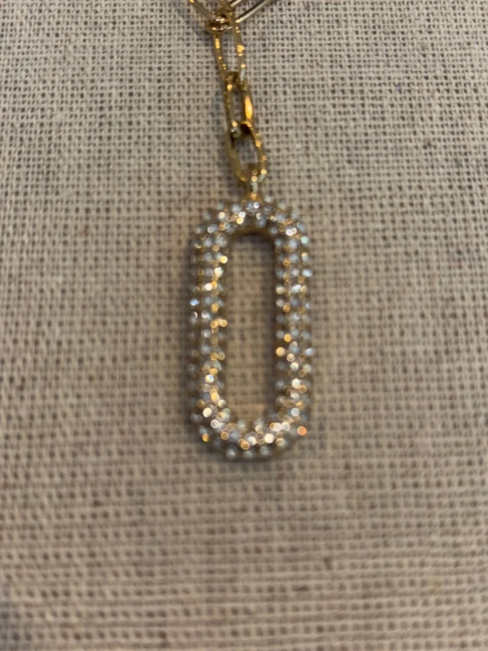 Park Lane Gold Layered Chain Necklace with Crystal Oval Link Pendant